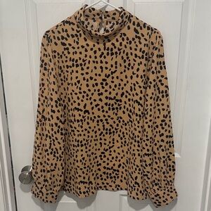 Leopard Print High-Neck Women's Top